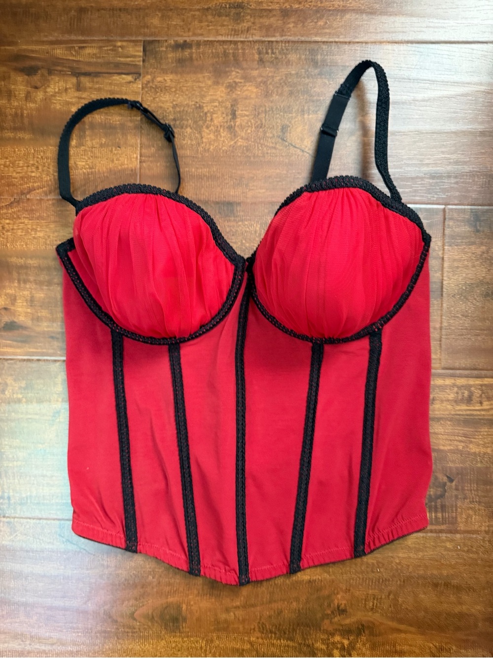 Cacique Red Bustier with Black Trim